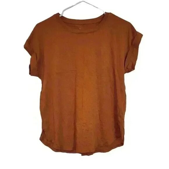 A New Day Women's Copper Cotton/Modal Jersey Knit Short Sleeve Cuffed T-Shirt - Picture 3 of 6